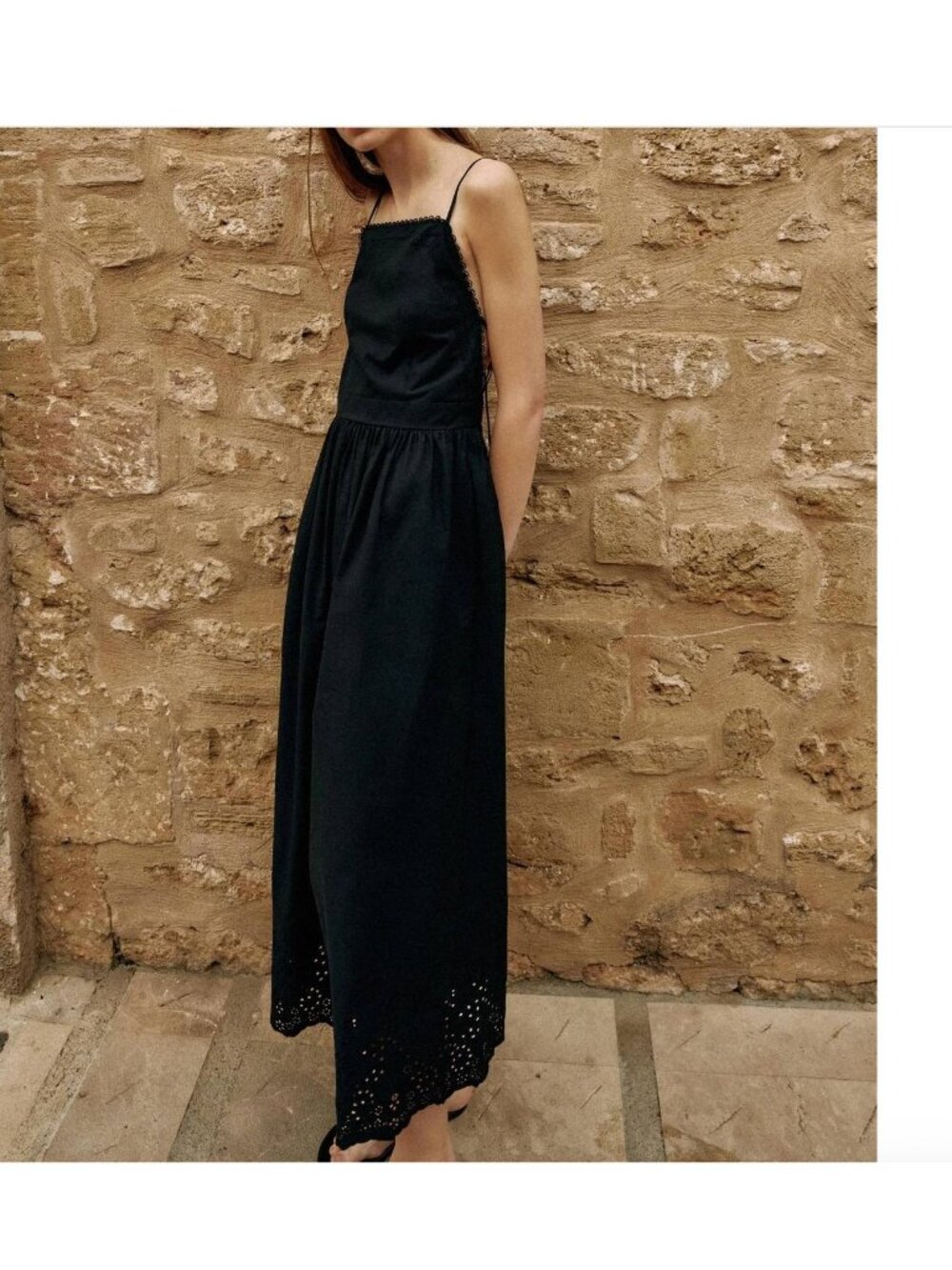 Zara Black Dress Womens Sz Medium embroidered trim Sleeveless 8741/086 NWOT